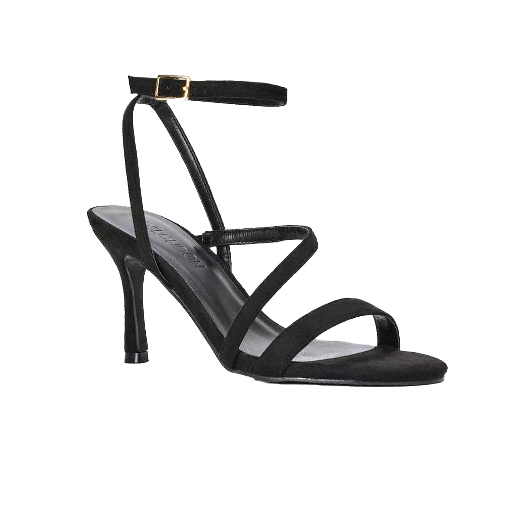 Jet Black - Lifestyle - XY London Womens-Ladies Sherry Strappy Stiletto Heel Sandals