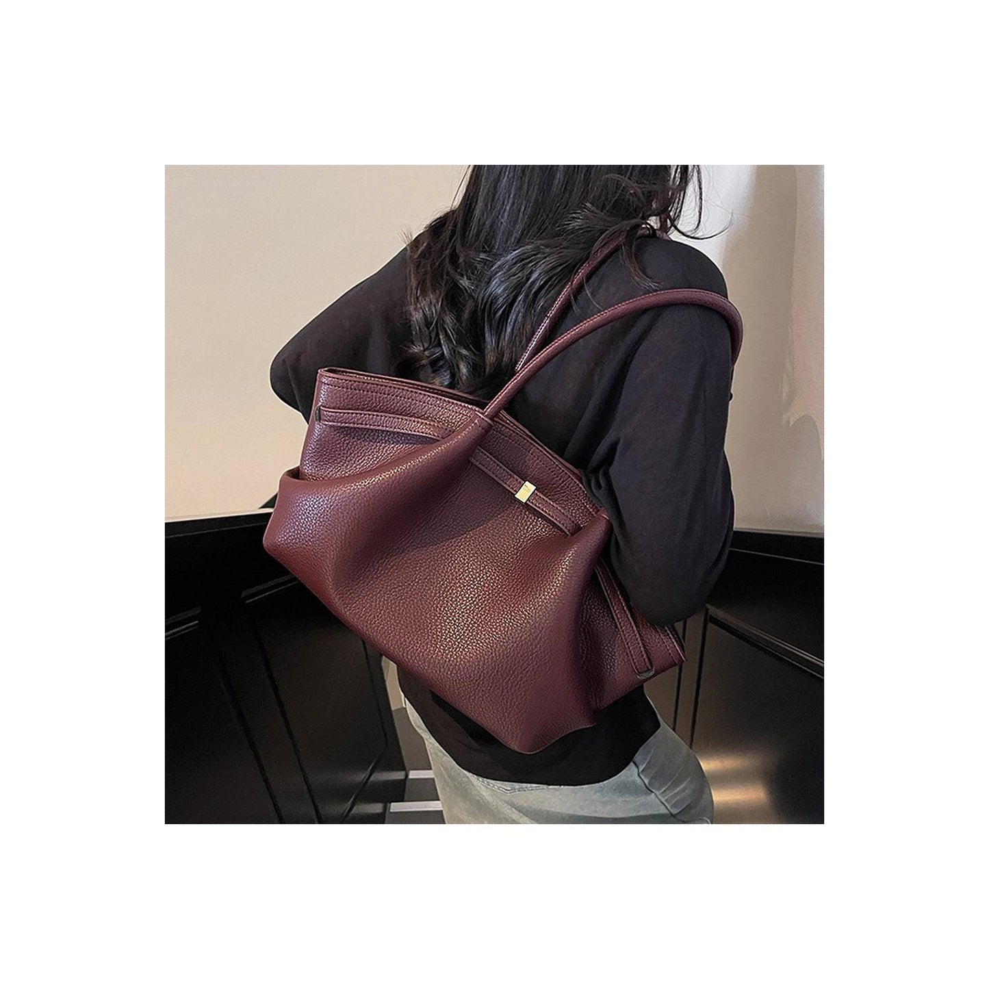 Burgundy - Back - XY London Womens-Ladies Sophia Shoulder Bag