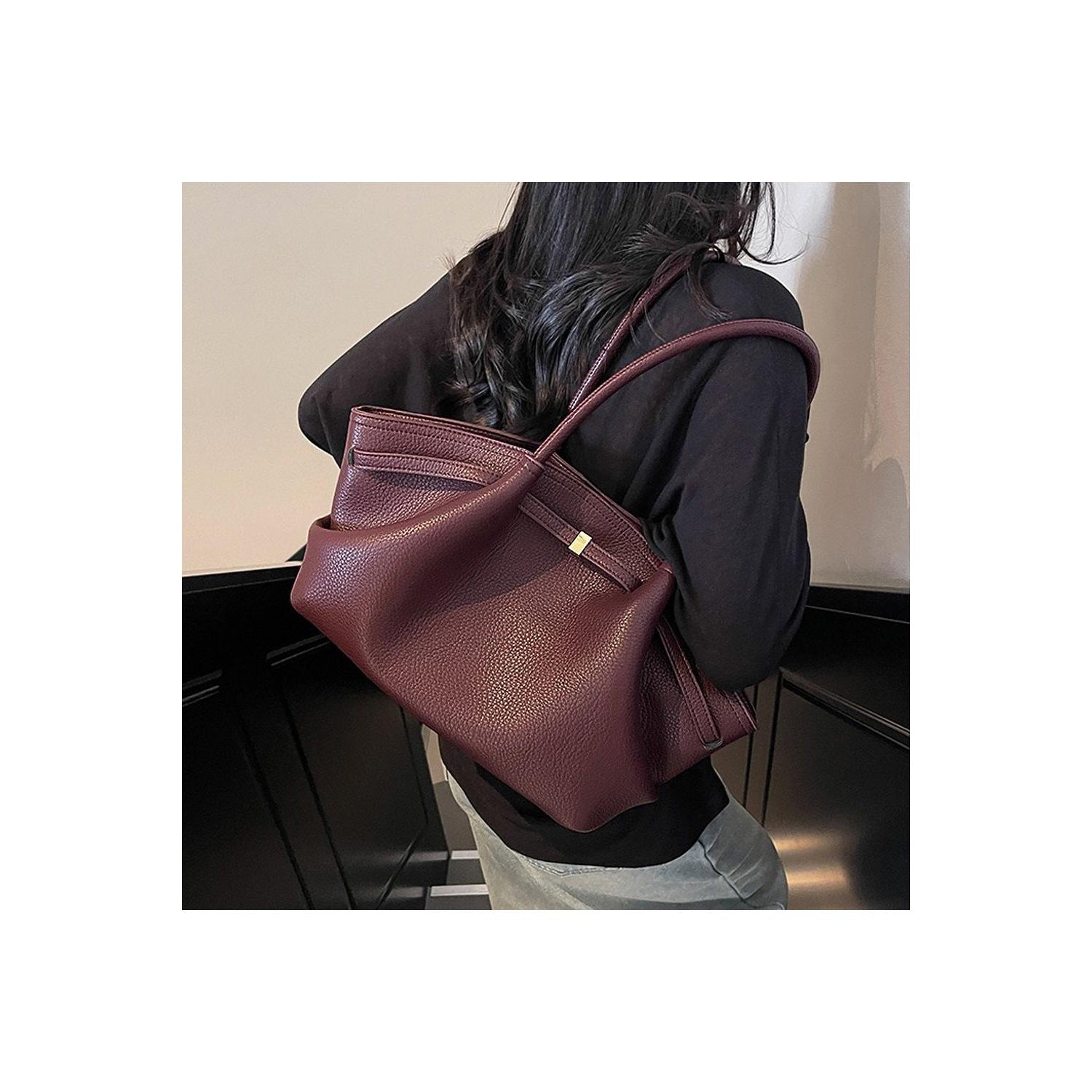 Burgundy - Back - XY London Womens-Ladies Sophia Shoulder Bag