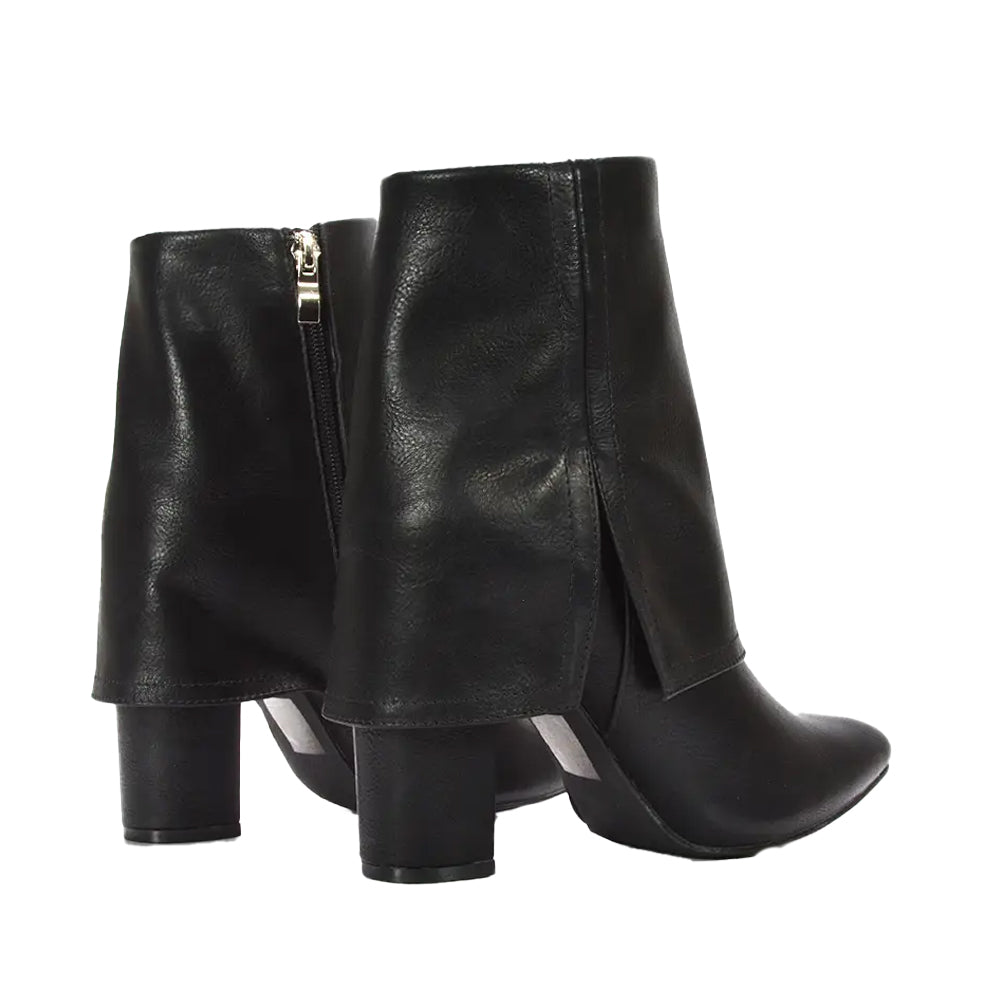 Black - Back - XY London Womens-Ladies Ayla Folded Collar Chelsea Boots