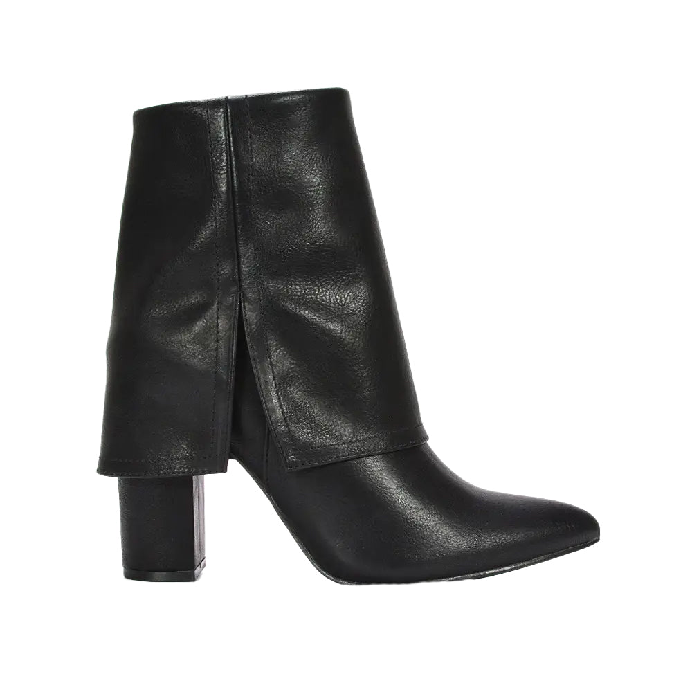 Black - Side - XY London Womens-Ladies Ayla Folded Collar Chelsea Boots