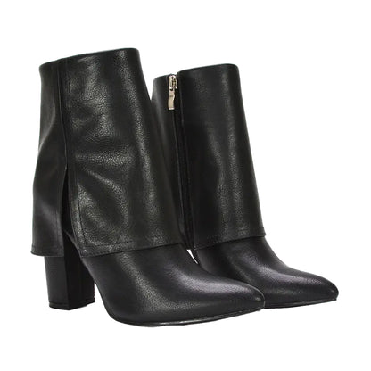 Black - Front - XY London Womens-Ladies Ayla Folded Collar Chelsea Boots