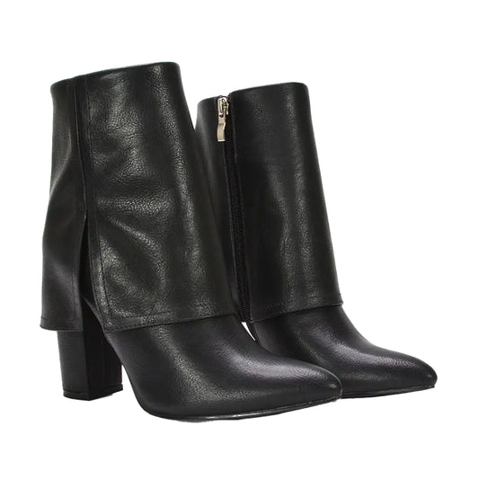 Black - Front - XY London Womens-Ladies Ayla Folded Collar Chelsea Boots