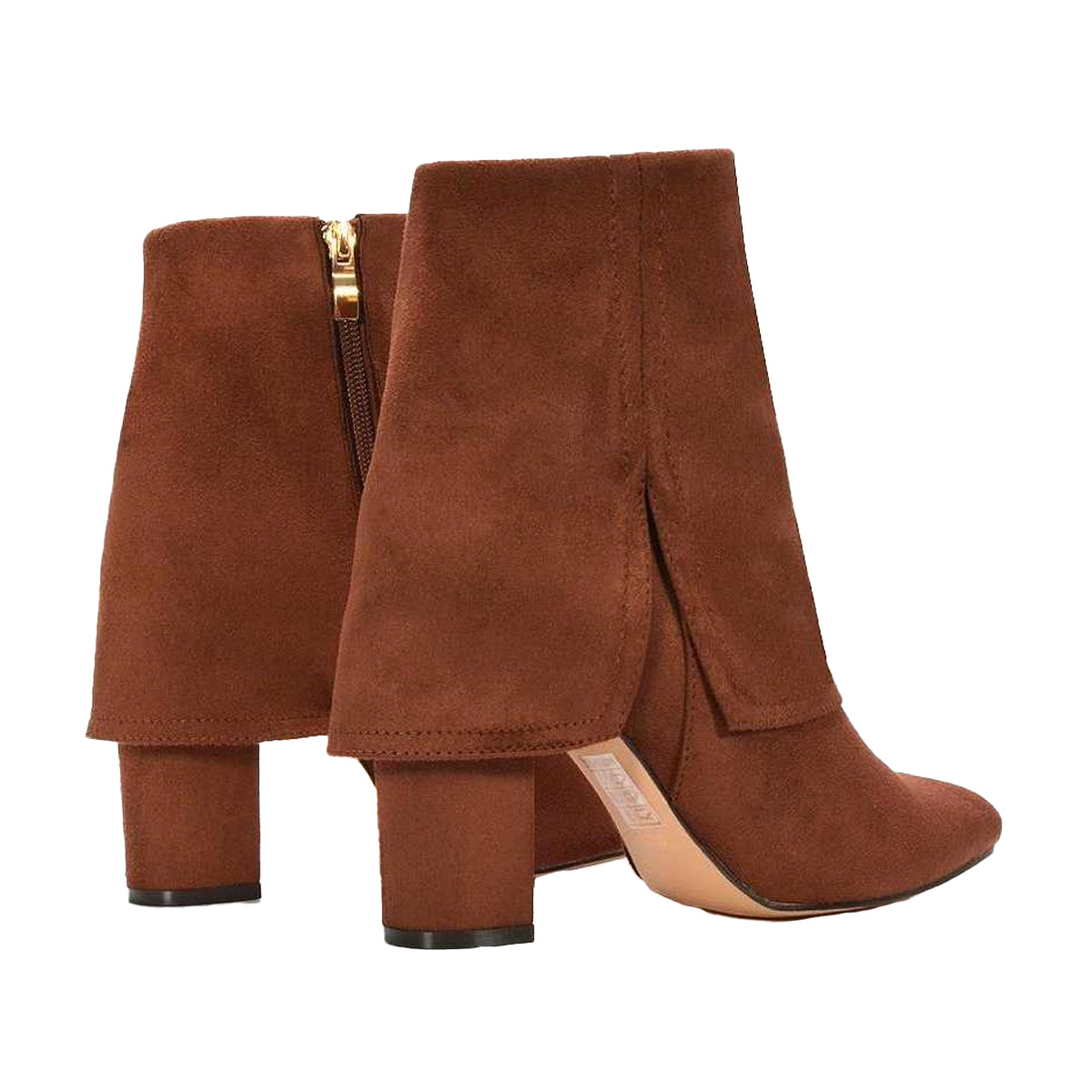 Brown - Back - XY London Womens-Ladies Ayla Folded Collar Ankle Boots