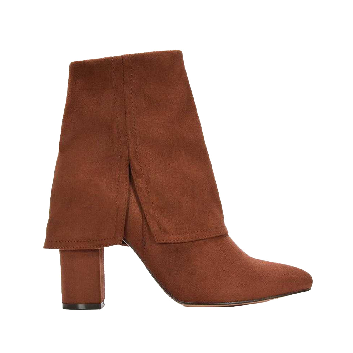 Brown - Side - XY London Womens-Ladies Ayla Folded Collar Ankle Boots
