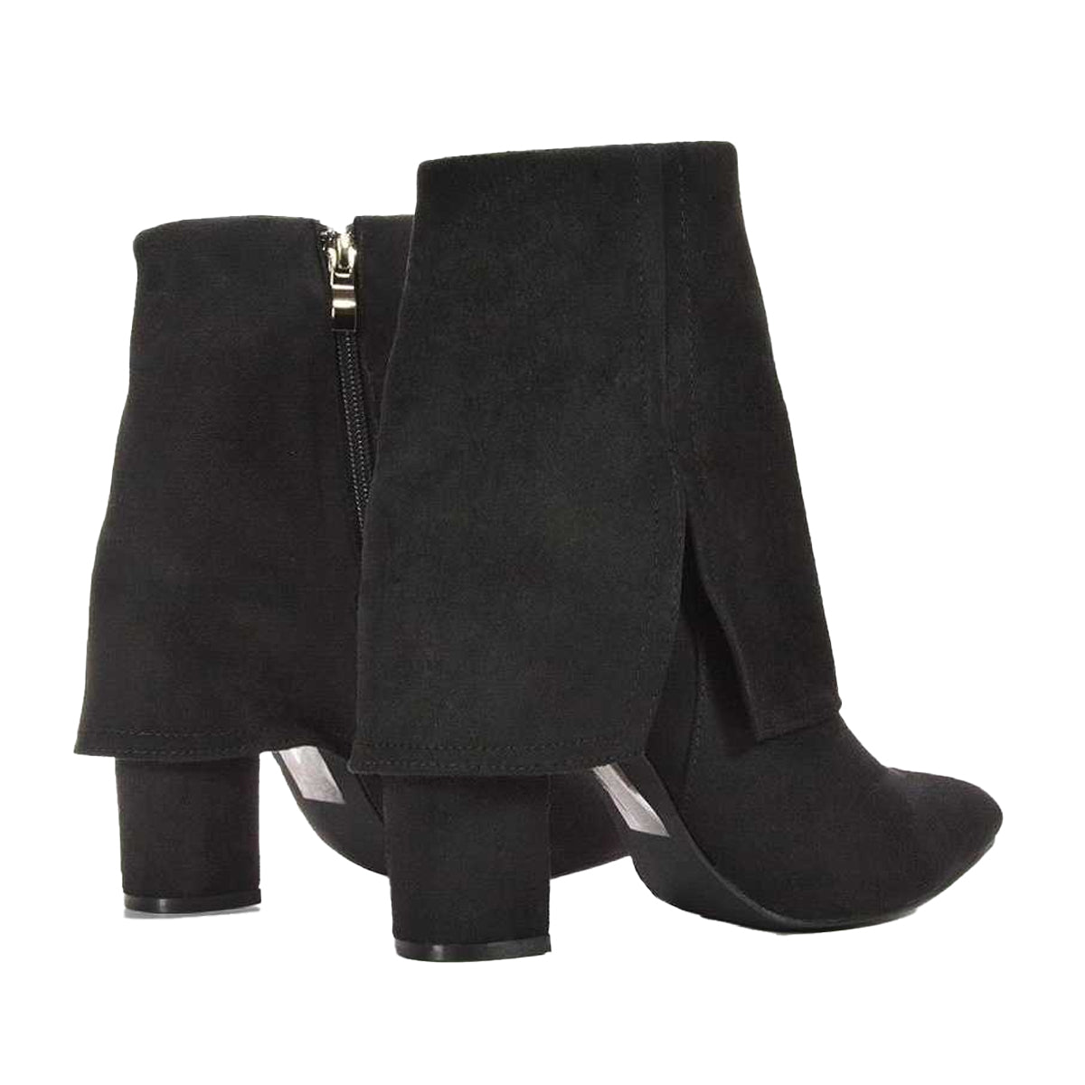 Jet Black - Back - XY London Womens-Ladies Ayla Folded Collar Ankle Boots