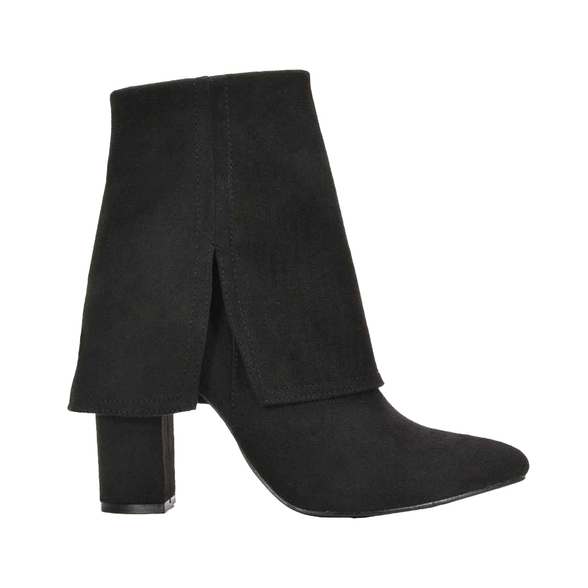 Jet Black - Side - XY London Womens-Ladies Ayla Folded Collar Ankle Boots