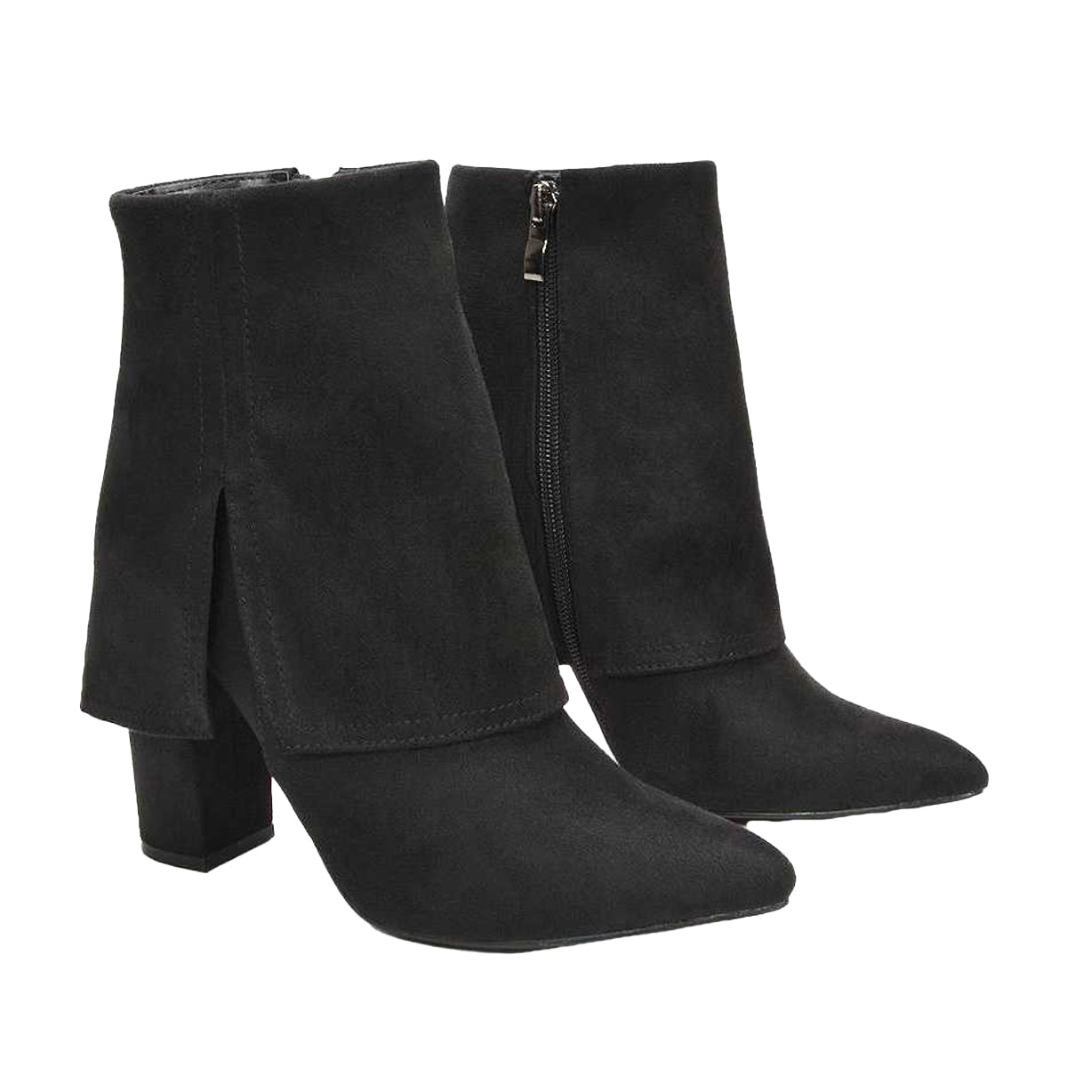 Jet Black - Lifestyle - XY London Womens-Ladies Ayla Folded Collar Ankle Boots