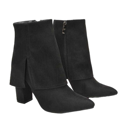 Jet Black - Lifestyle - XY London Womens-Ladies Ayla Folded Collar Ankle Boots