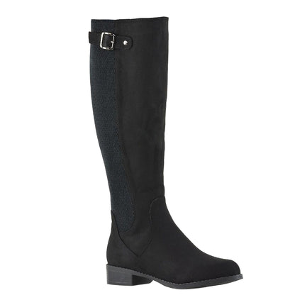 Jet Black - Lifestyle - XY London Womens-Ladies Molly Stretch Calf Knee-High Boots