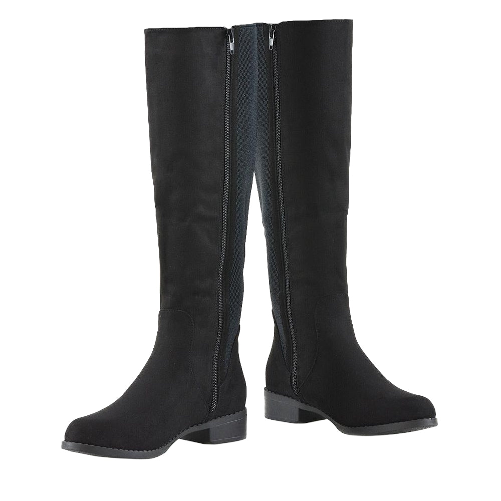 Jet Black - Pack Shot - XY London Womens-Ladies Molly Stretch Calf Knee-High Boots