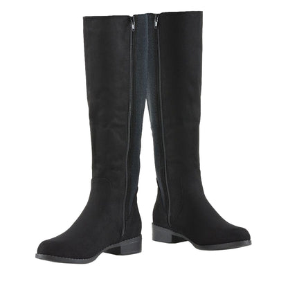 Jet Black - Pack Shot - XY London Womens-Ladies Molly Stretch Calf Knee-High Boots