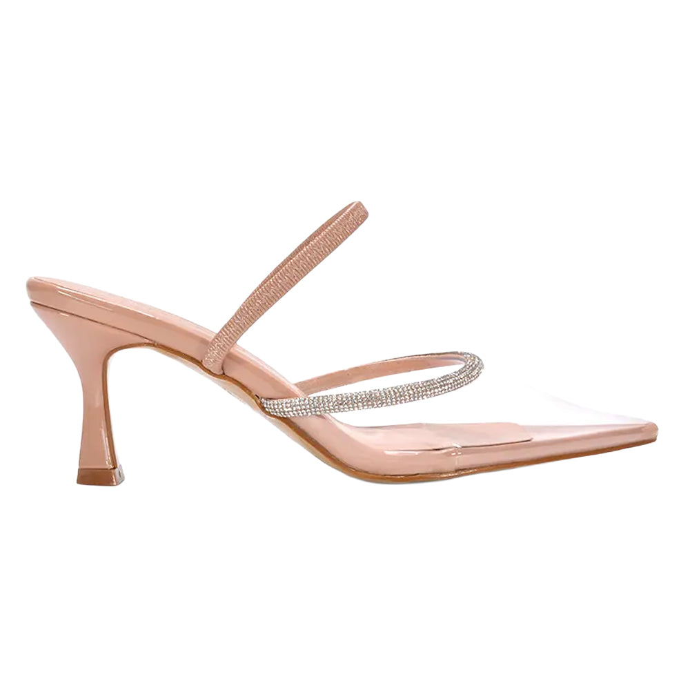 Beige - Side - XY London Womens-Ladies Carlene Patent Court Pumps