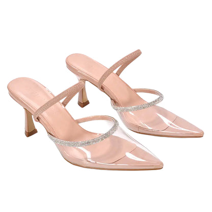 Beige - Front - XY London Womens-Ladies Carlene Patent Court Pumps