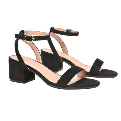Jet Black - Lifestyle - XY London Womens-Ladies Gemma Strappy Low Block Heel Sandals