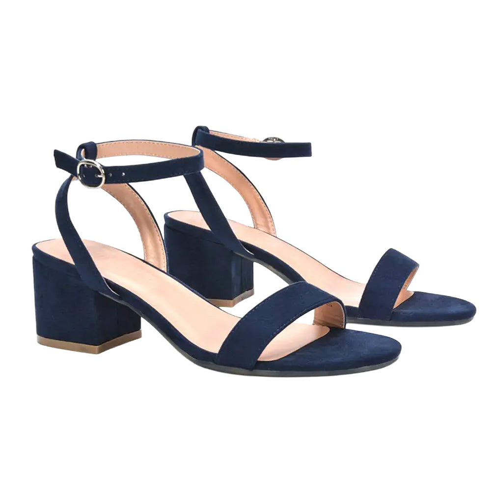 Navy - Lifestyle - XY London Womens-Ladies Gemma Strappy Low Block Heel Sandals