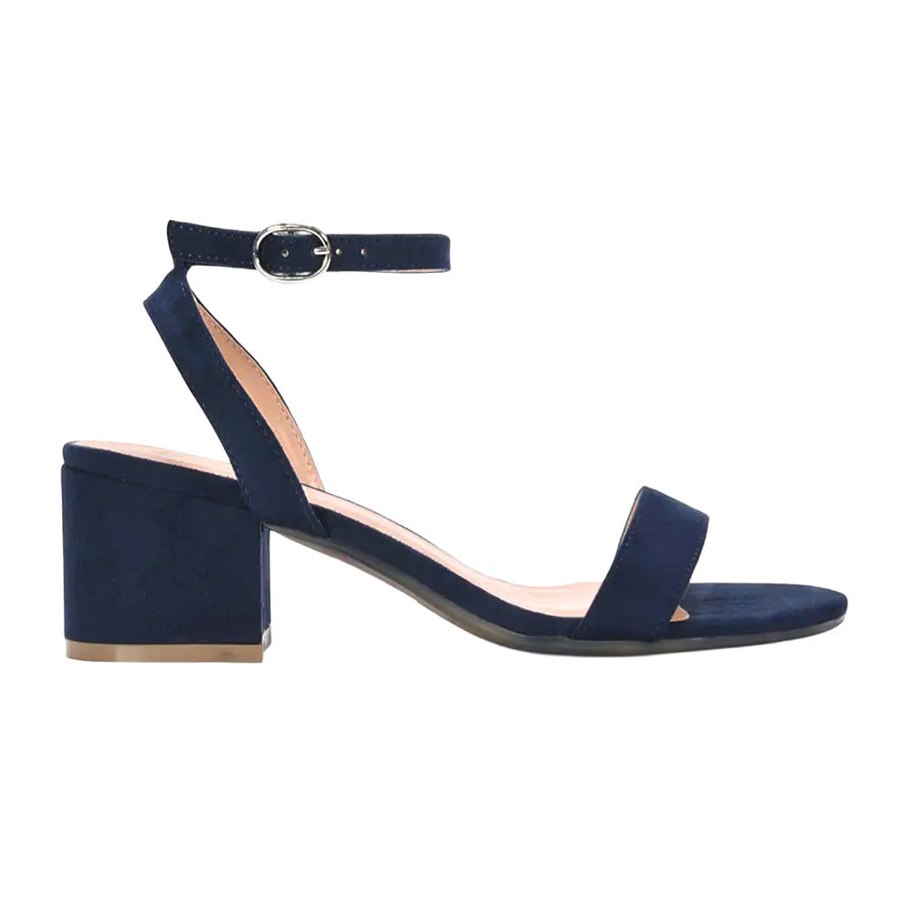 Navy - Pack Shot - XY London Womens-Ladies Gemma Strappy Low Block Heel Sandals