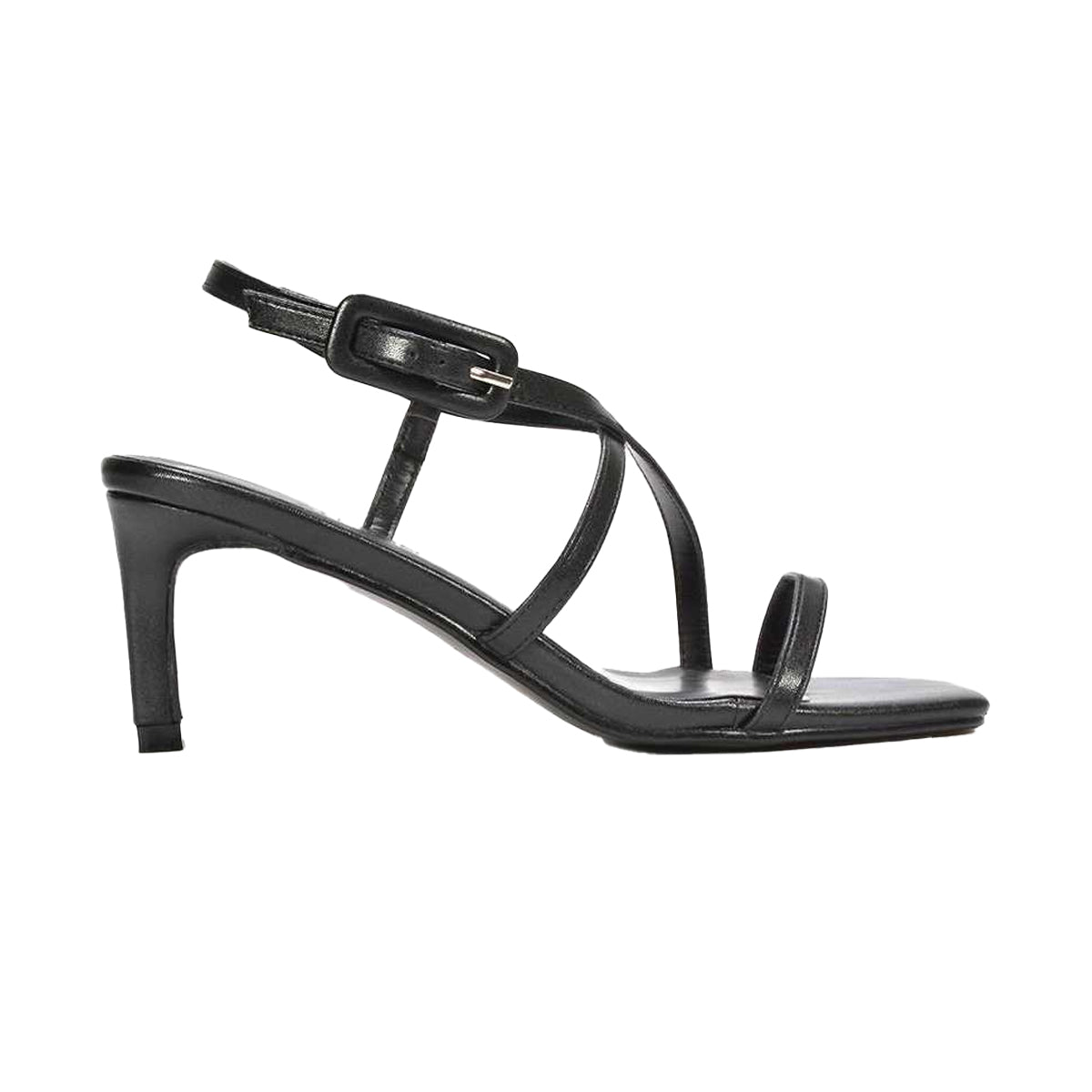 Black - Side - XY London Womens-Ladies Gabriella Adjustable Strap Sandals