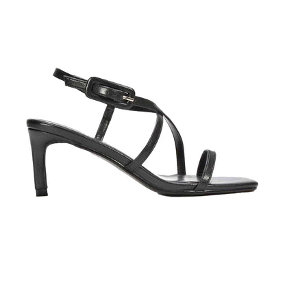Black - Side - XY London Womens-Ladies Gabriella Adjustable Strap Sandals