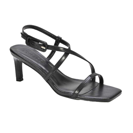 Black - Front - XY London Womens-Ladies Gabriella Adjustable Strap Sandals