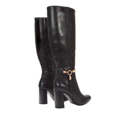 Black - Back - XY London Womens-Ladies Ebony Wide Calf Knee-High Boots