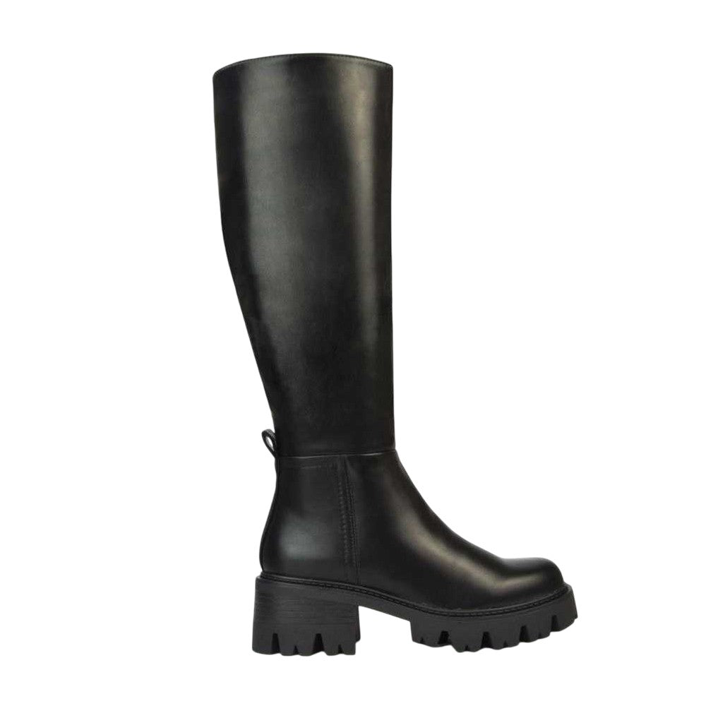 Black - Side - XY London Womens-Ladies Aubree Block Heel Knee-High Boots