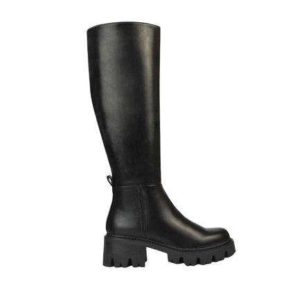 Black - Side - XY London Womens-Ladies Aubree Block Heel Knee-High Boots