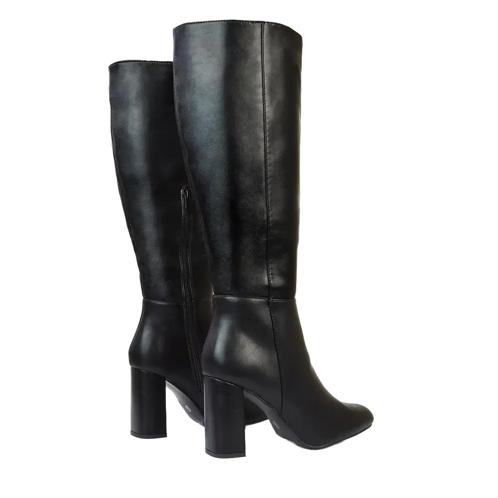 Black - Back - XY London Womens-Ladies Paityn Wide Knee-High Boots