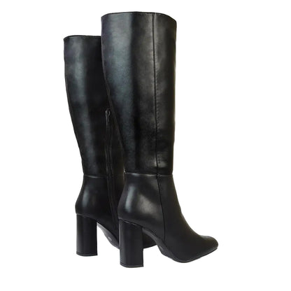Black - Back - XY London Womens-Ladies Paityn Wide Knee-High Boots