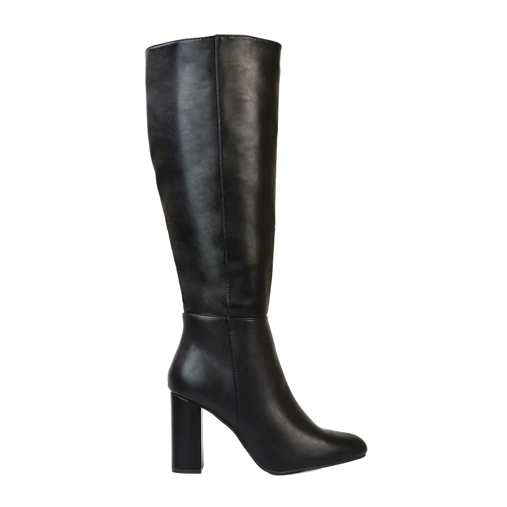 Black - Side - XY London Womens-Ladies Paityn Wide Knee-High Boots