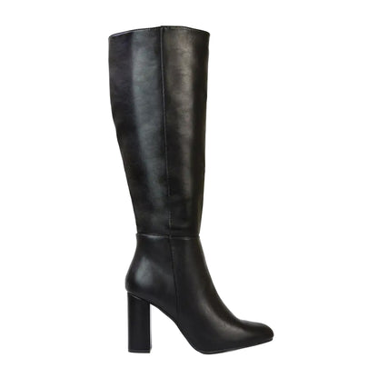 Black - Side - XY London Womens-Ladies Paityn Wide Knee-High Boots