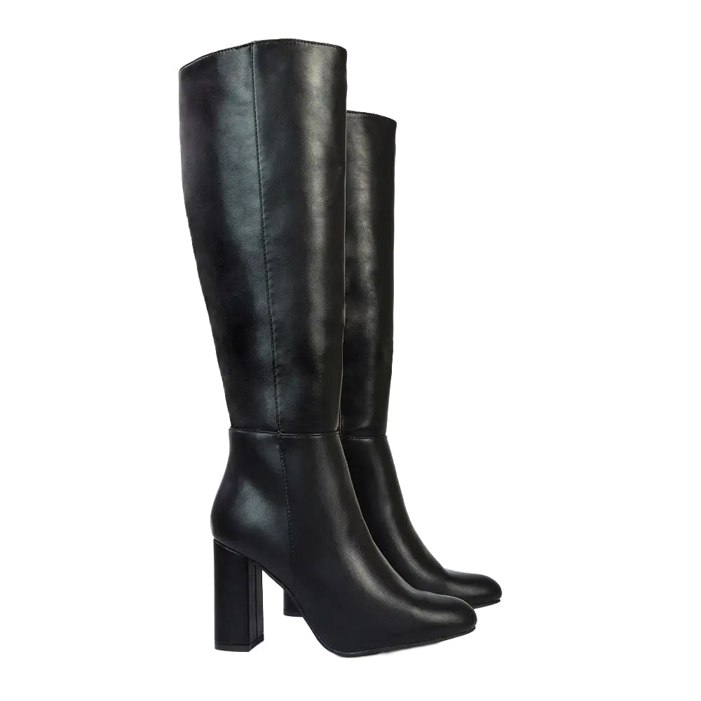 Black - Lifestyle - XY London Womens-Ladies Paityn Wide Knee-High Boots