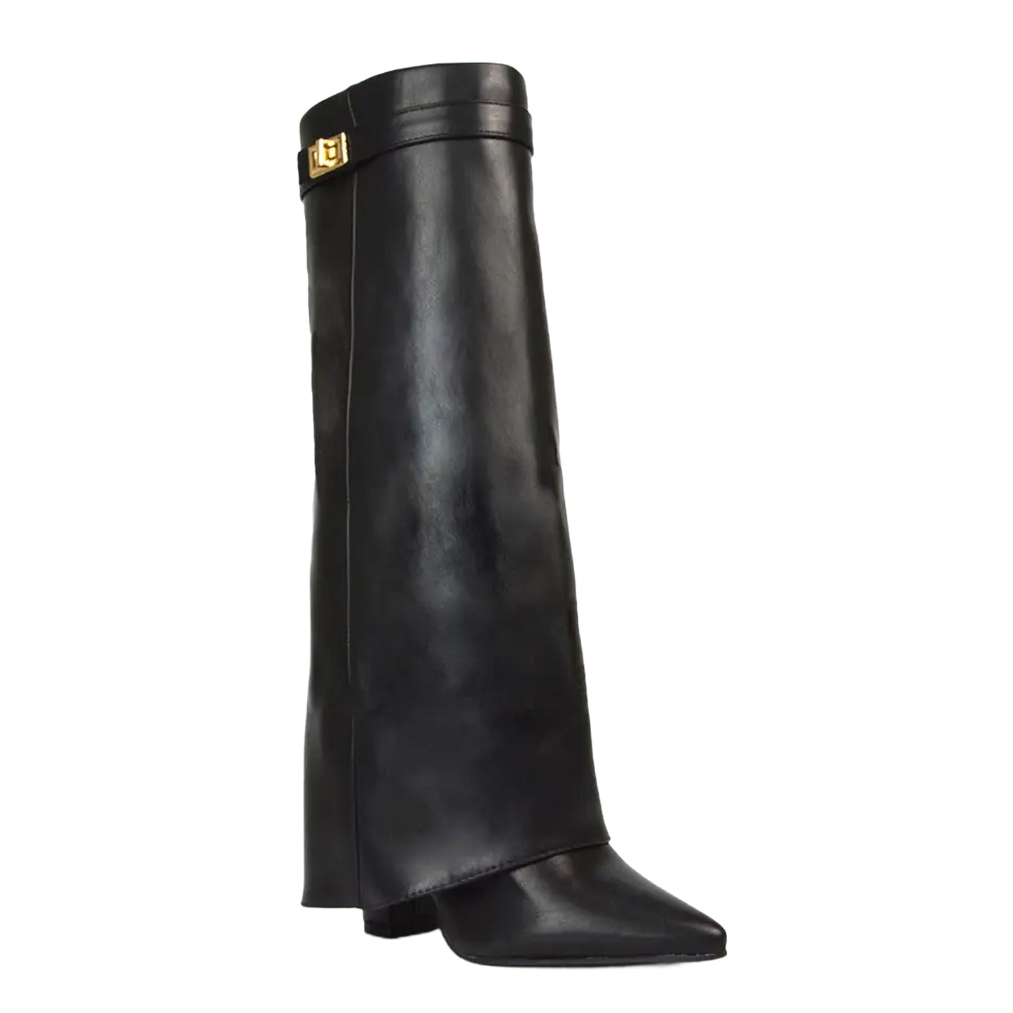 Jet Black - Lifestyle - XY London Womens-Ladies Rayna Folded Collar Knee-High Boots