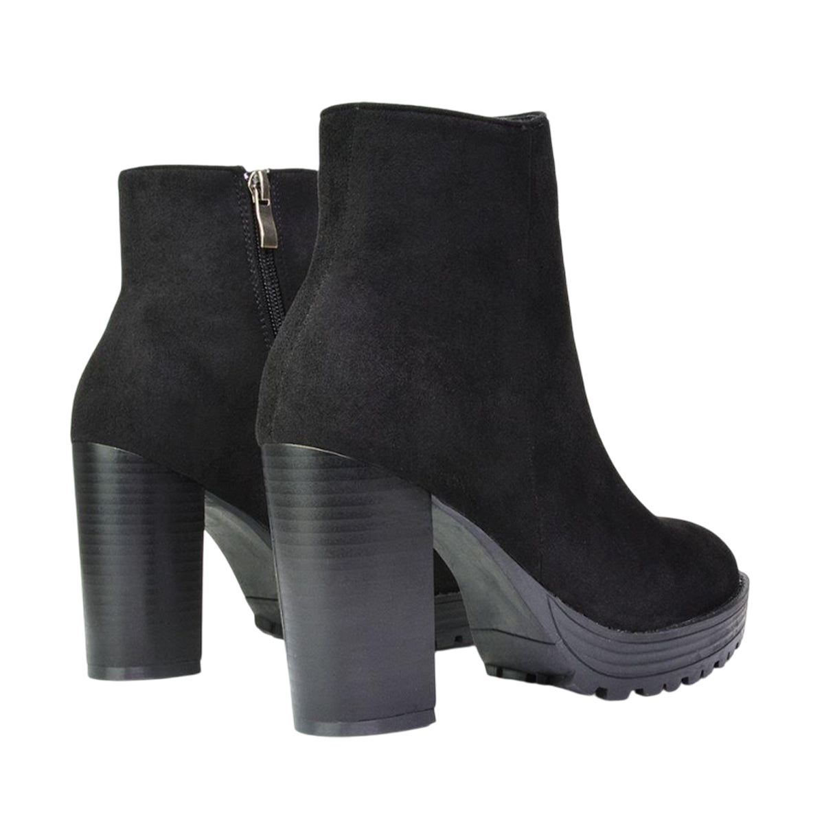 Jet Black - Back - XY London Womens-Ladies Cole Platform Heel Ankle Boots