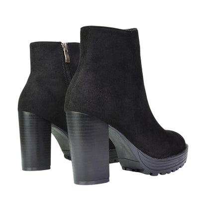 Jet Black - Back - XY London Womens-Ladies Cole Platform Heel Ankle Boots