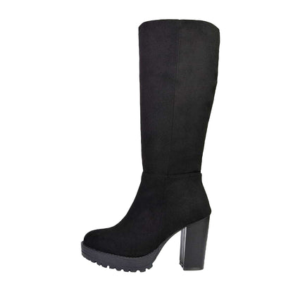 Jet Black - Back - XY London Womens-Ladies Addie Chunky Platform Ankle Boots
