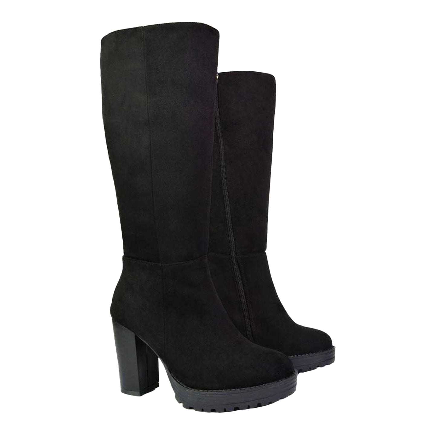 Jet Black - Side - XY London Womens-Ladies Addie Chunky Platform Ankle Boots