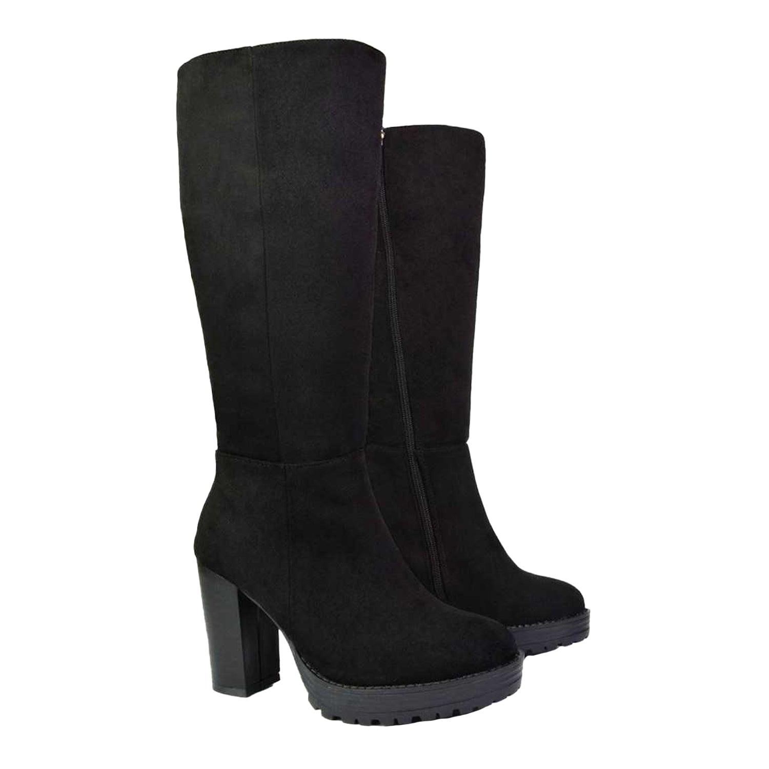 Jet Black - Side - XY London Womens-Ladies Addie Chunky Platform Ankle Boots