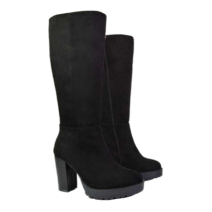 Jet Black - Side - XY London Womens-Ladies Addie Chunky Platform Ankle Boots