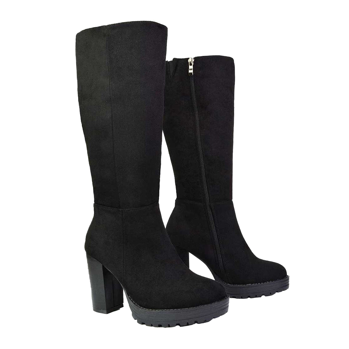 Jet Black - Lifestyle - XY London Womens-Ladies Addie Chunky Platform Ankle Boots