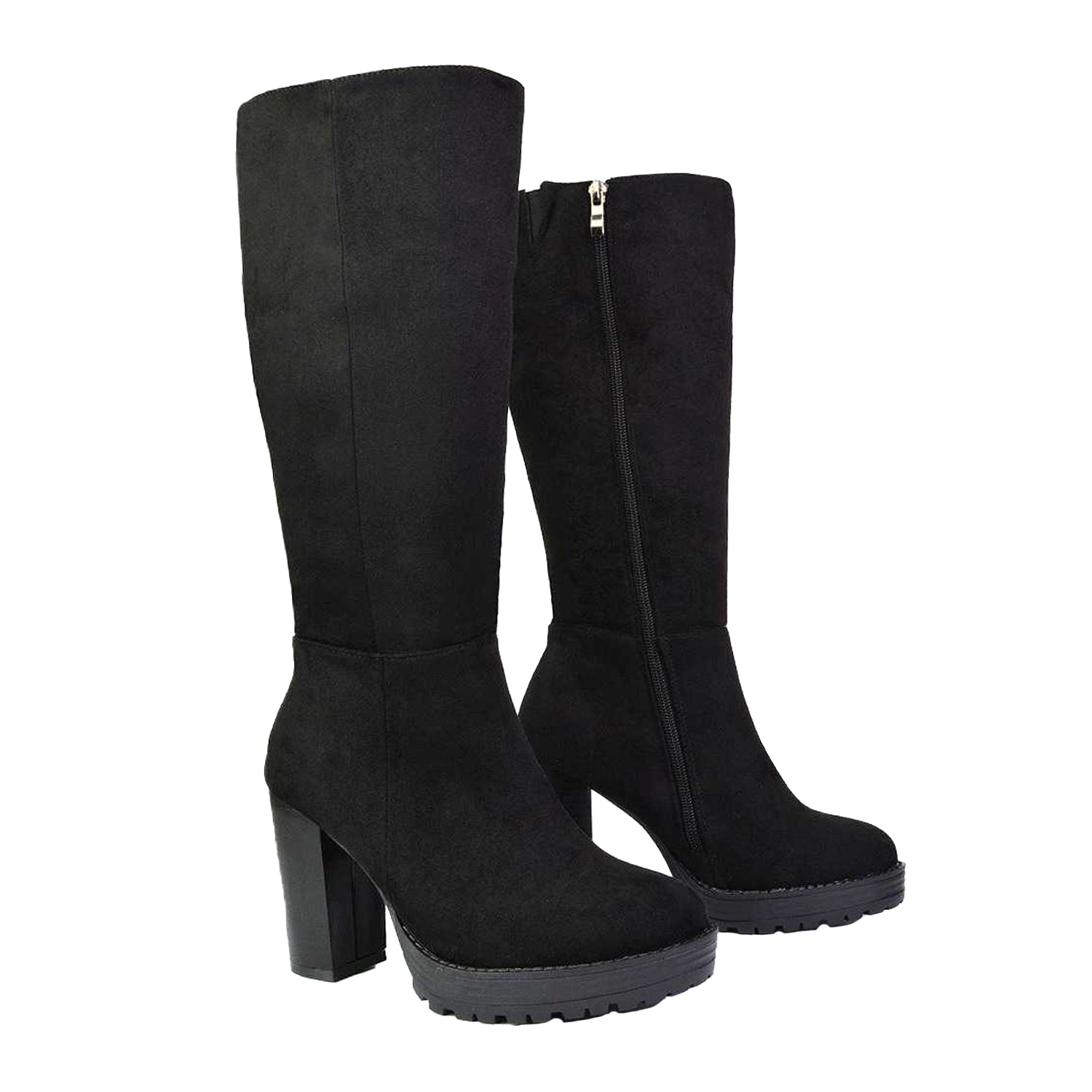 Jet Black - Lifestyle - XY London Womens-Ladies Addie Chunky Platform Ankle Boots