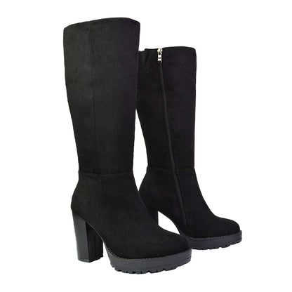 Jet Black - Lifestyle - XY London Womens-Ladies Addie Chunky Platform Ankle Boots