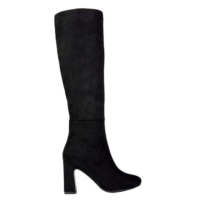 Jet Black - Front - XY London Womens-Ladies Lillia Knee-High Boots