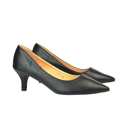 Black - Lifestyle - XY London Womens-Ladies Cali Low Kitten Heel Court Shoes