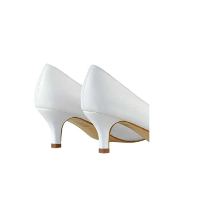 White - Lifestyle - XY London Womens-Ladies Cali Low Kitten Heel Court Shoes