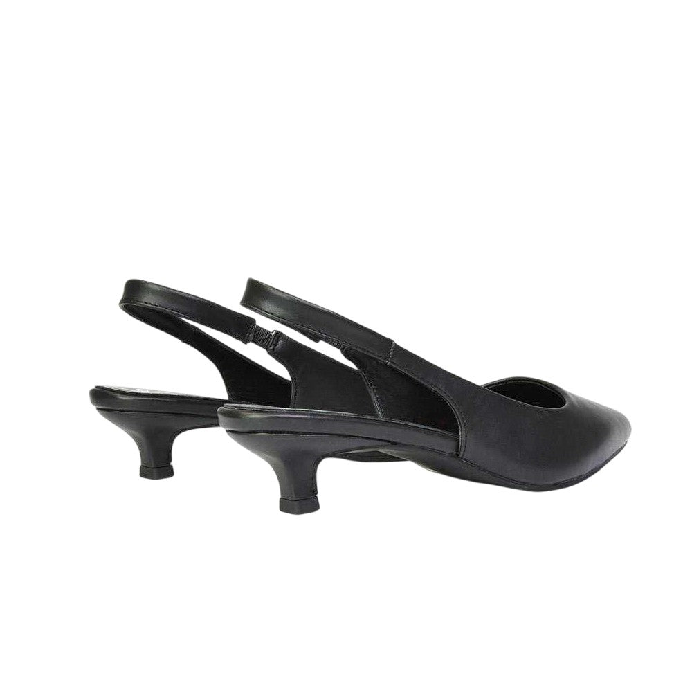 Black - Back - XY London Womens-Ladies Avalone Sling Back Kitten Heel Sandals