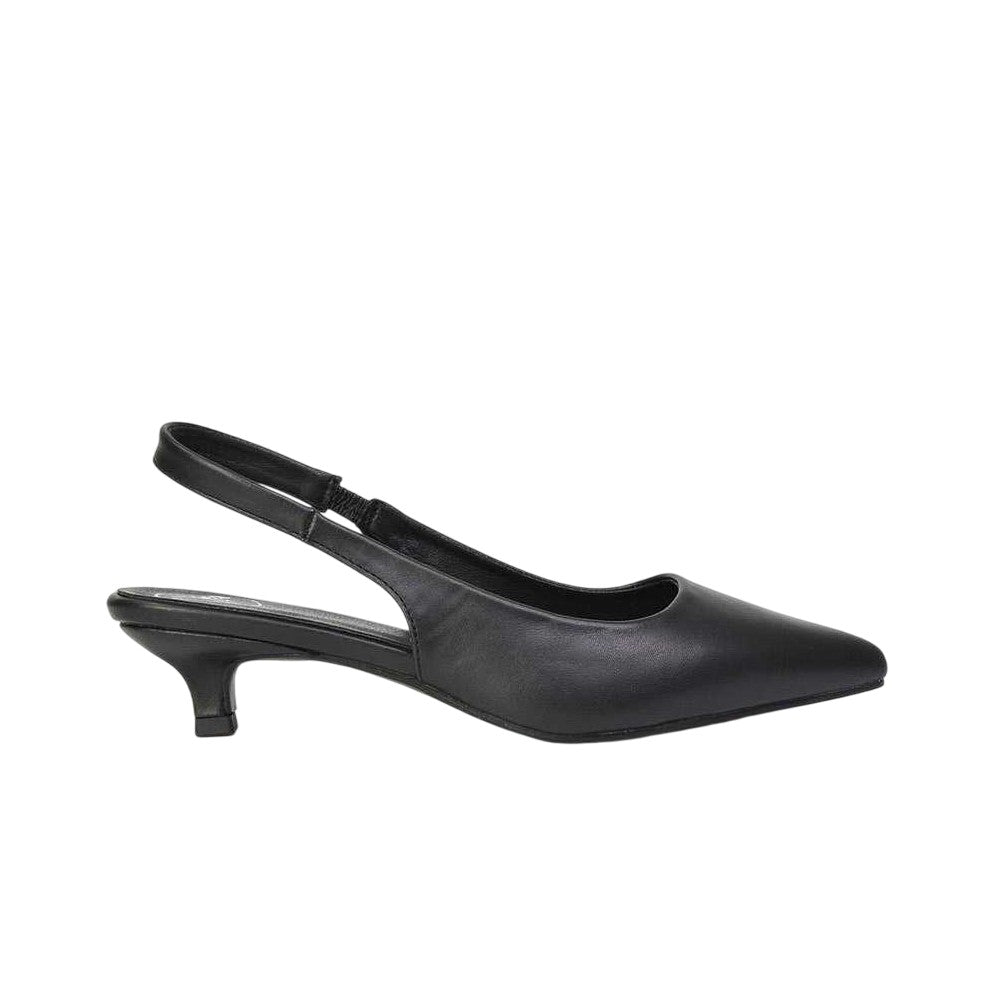 Black - Side - XY London Womens-Ladies Avalone Sling Back Kitten Heel Sandals