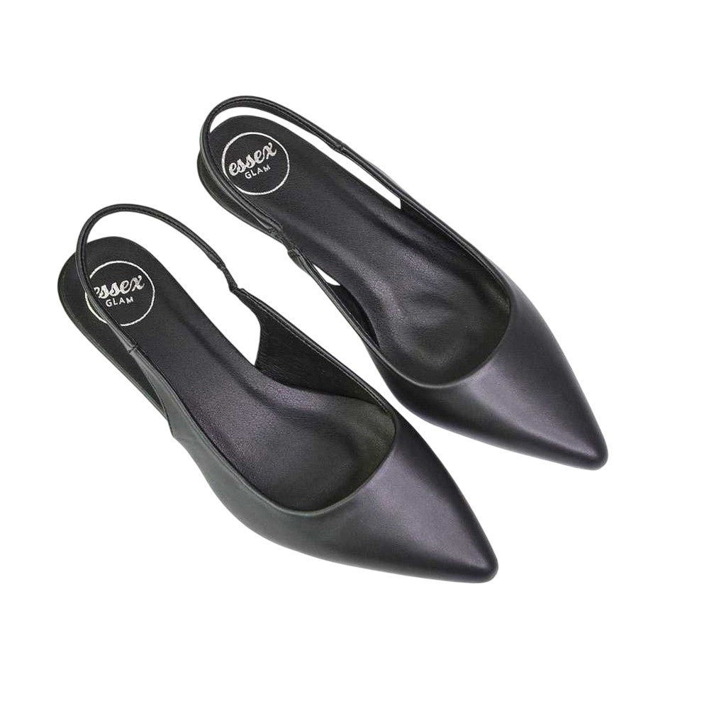 Black - Pack Shot - XY London Womens-Ladies Avalone Sling Back Kitten Heel Sandals