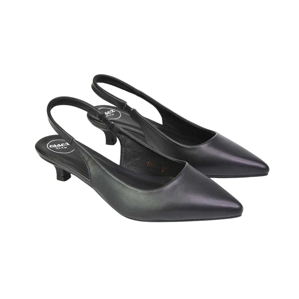 Black - Front - XY London Womens-Ladies Avalone Sling Back Kitten Heel Sandals