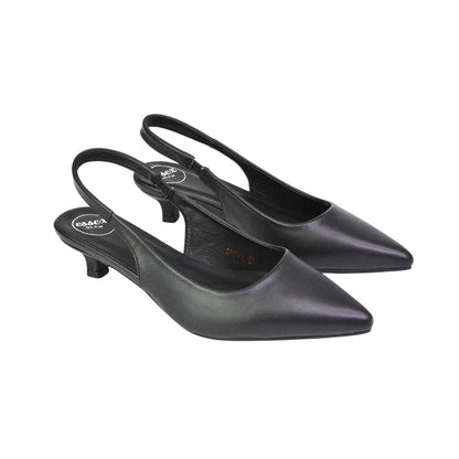 Black - Front - XY London Womens-Ladies Avalone Sling Back Kitten Heel Sandals